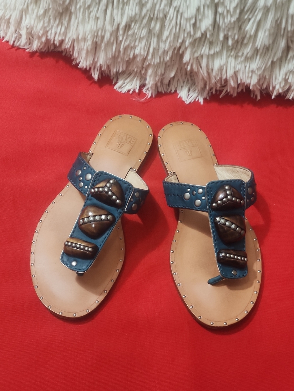 Frye Leather Studded Slide Sandals